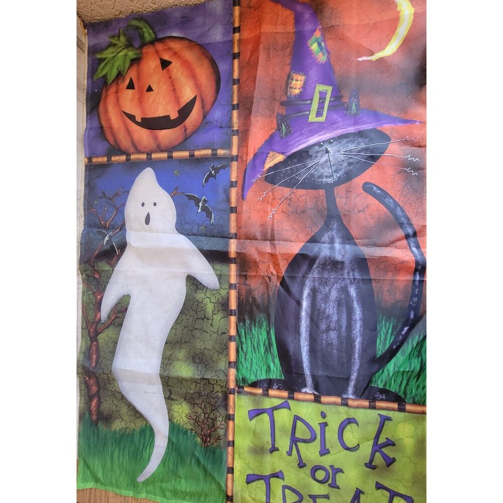 Jetmax ghost flag‎ trick or treat cat witch hanging Halloween home decor